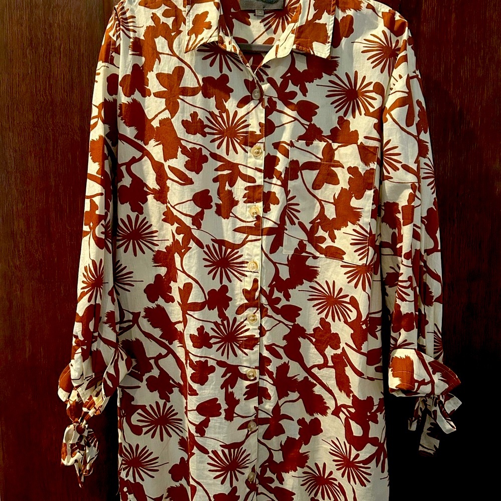 Anthropologie Button Up Font Mini Shirt Dress neutral